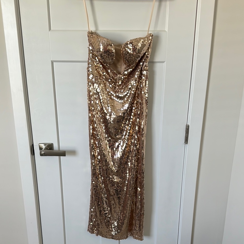 Angel Biba Shimmering Gold Sequin Dress